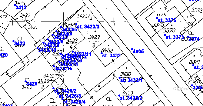 Parcela st. 3432 v KÚ Poděbrady, Katastrální mapa