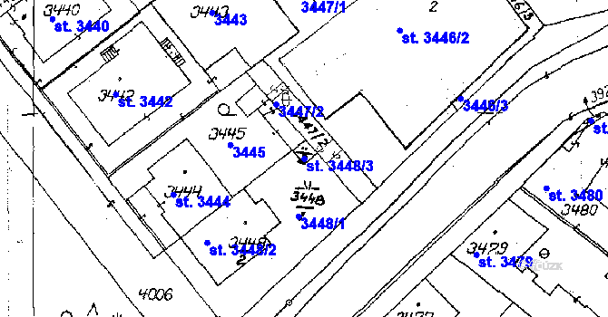 Parcela st. 3448/3 v KÚ Poděbrady, Katastrální mapa