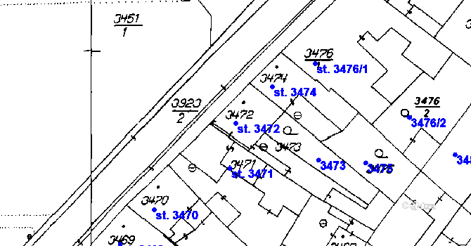 Parcela st. 3472 v KÚ Poděbrady, Katastrální mapa
