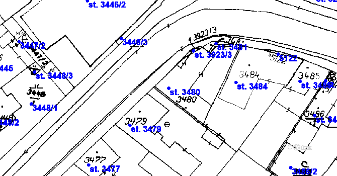 Parcela st. 3480 v KÚ Poděbrady, Katastrální mapa