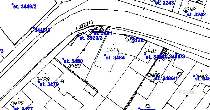Parcela st. 3484 v KÚ Poděbrady, Katastrální mapa