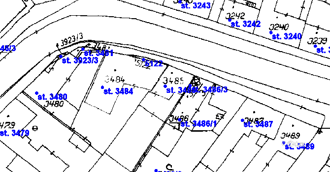 Parcela st. 3485 v KÚ Poděbrady, Katastrální mapa
