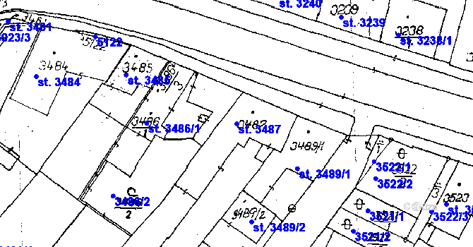 Parcela st. 3487 v KÚ Poděbrady, Katastrální mapa
