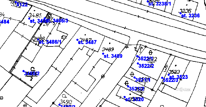Parcela st. 3489 v KÚ Poděbrady, Katastrální mapa