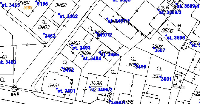 Parcela st. 3495 v KÚ Poděbrady, Katastrální mapa