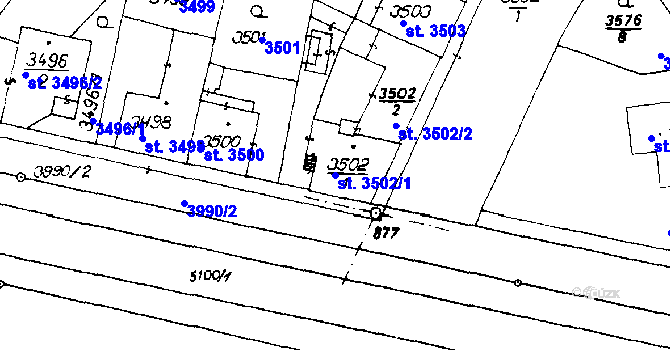 Parcela st. 3502/1 v KÚ Poděbrady, Katastrální mapa