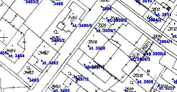 Parcela st. 3508 v KÚ Poděbrady, Katastrální mapa