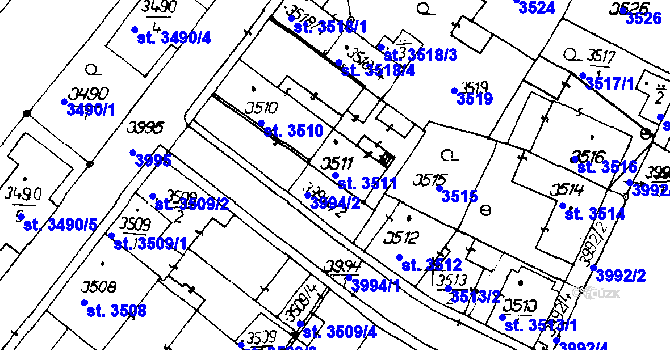 Parcela st. 3511 v KÚ Poděbrady, Katastrální mapa