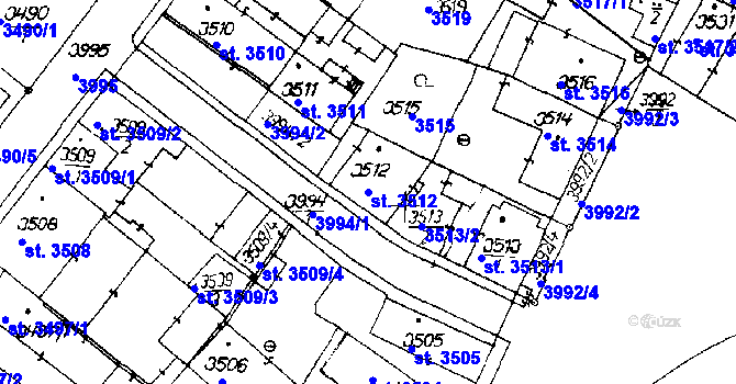 Parcela st. 3512 v KÚ Poděbrady, Katastrální mapa