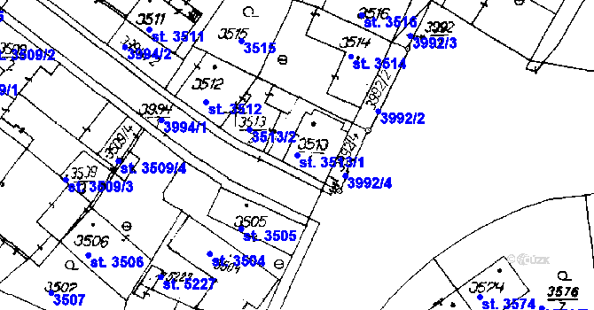 Parcela st. 3513/1 v KÚ Poděbrady, Katastrální mapa
