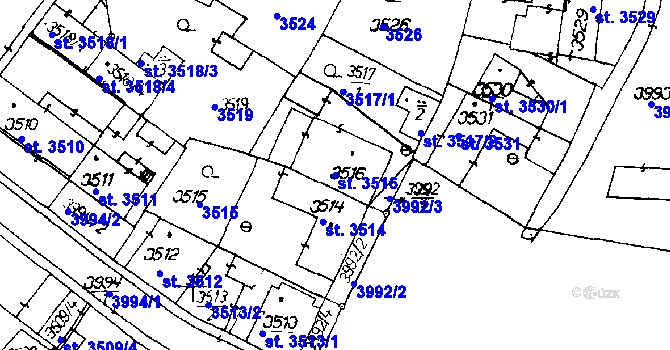 Parcela st. 3516 v KÚ Poděbrady, Katastrální mapa