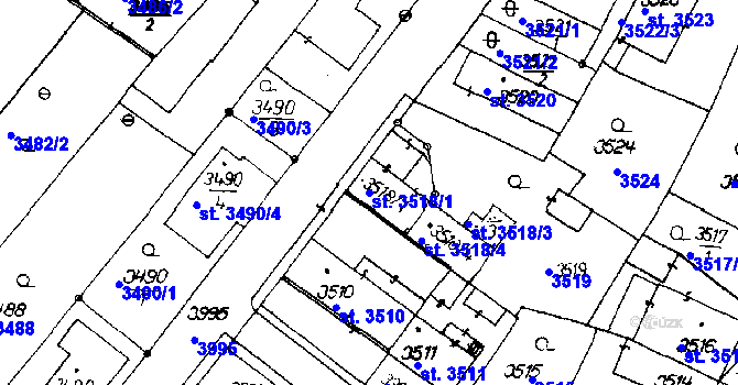 Parcela st. 3518/1 v KÚ Poděbrady, Katastrální mapa