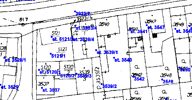Parcela st. 3539/1 v KÚ Poděbrady, Katastrální mapa