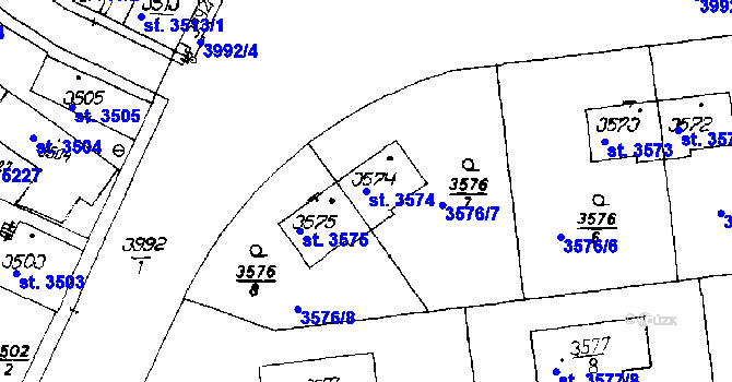 Parcela st. 3574 v KÚ Poděbrady, Katastrální mapa