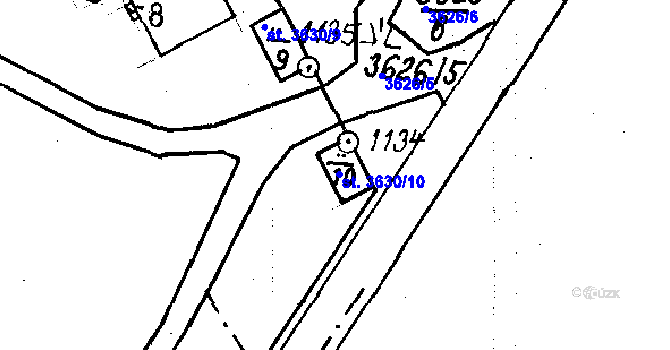 Parcela st. 3630/10 v KÚ Poděbrady, Katastrální mapa