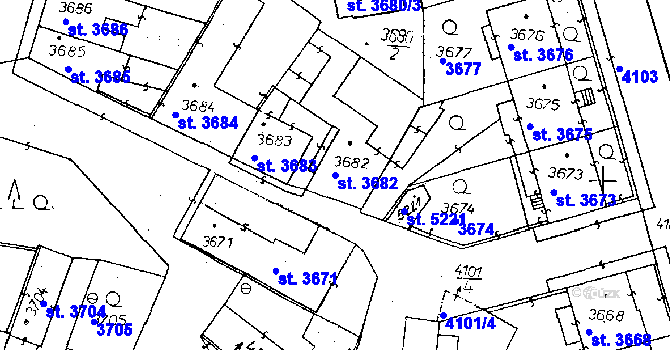 Parcela st. 3682 v KÚ Poděbrady, Katastrální mapa