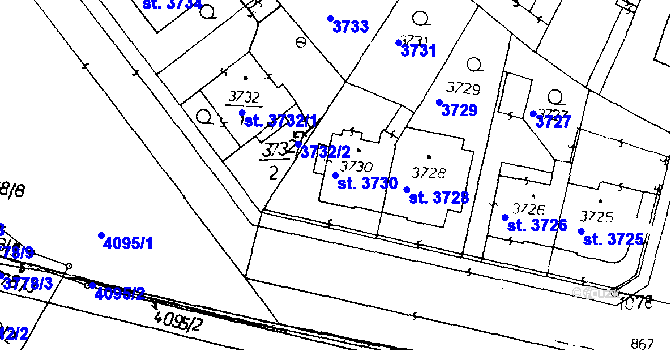 Parcela st. 3730 v KÚ Poděbrady, Katastrální mapa