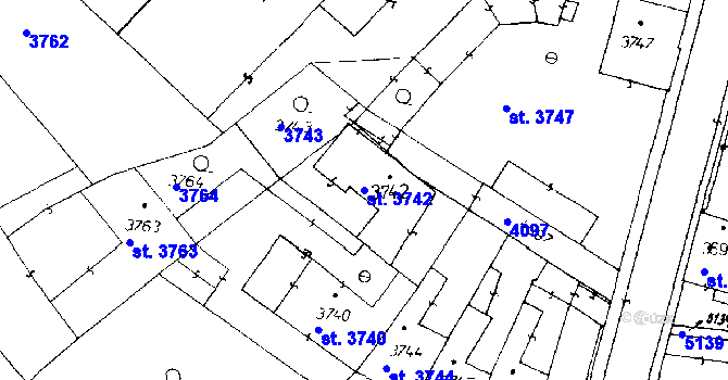 Parcela st. 3742 v KÚ Poděbrady, Katastrální mapa