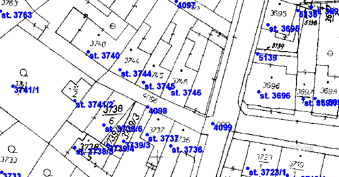 Parcela st. 3746 v KÚ Poděbrady, Katastrální mapa