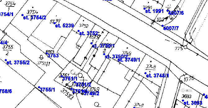 Parcela st. 3750/2 v KÚ Poděbrady, Katastrální mapa