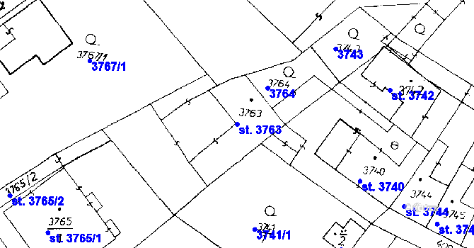 Parcela st. 3763 v KÚ Poděbrady, Katastrální mapa