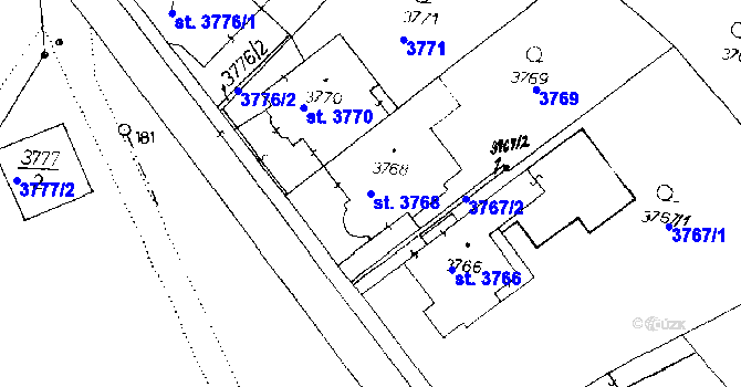 Parcela st. 3768 v KÚ Poděbrady, Katastrální mapa
