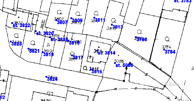 Parcela st. 3814 v KÚ Poděbrady, Katastrální mapa