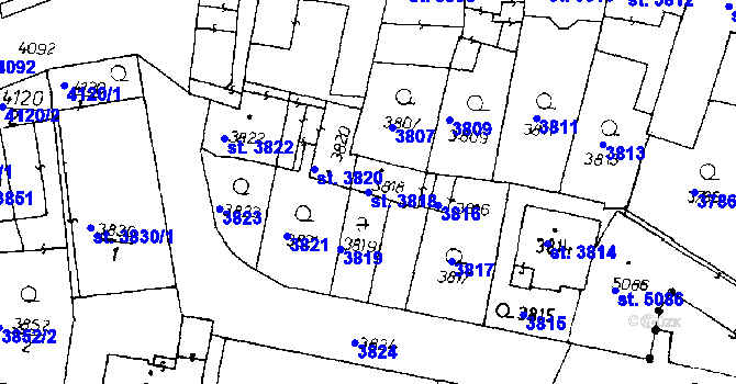Parcela st. 3818 v KÚ Poděbrady, Katastrální mapa