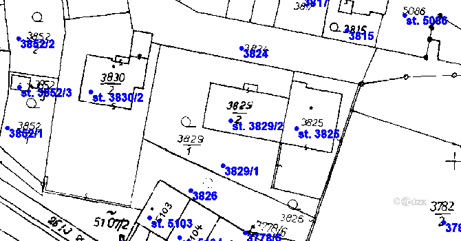 Parcela st. 3829/2 v KÚ Poděbrady, Katastrální mapa
