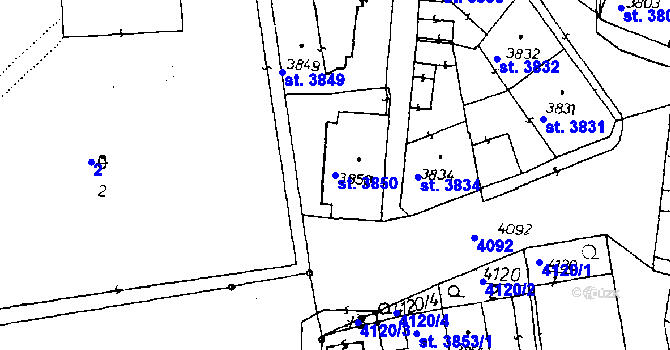 Parcela st. 3850 v KÚ Poděbrady, Katastrální mapa