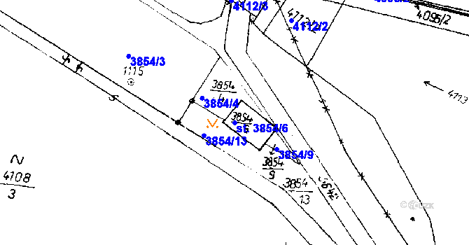 Parcela st. 3854/6 v KÚ Poděbrady, Katastrální mapa