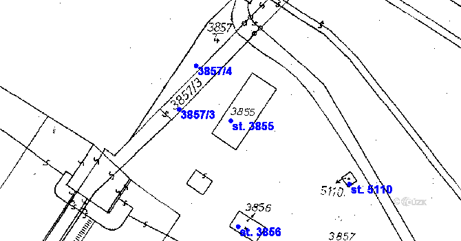 Parcela st. 3855 v KÚ Poděbrady, Katastrální mapa