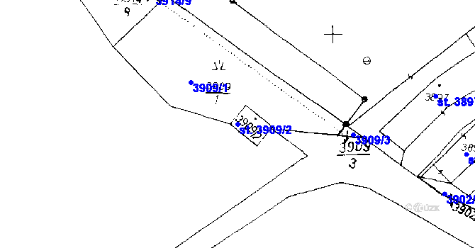 Parcela st. 3909/2 v KÚ Poděbrady, Katastrální mapa