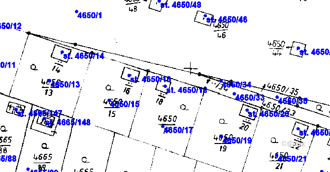 Parcela st. 4650/18 v KÚ Poděbrady, Katastrální mapa