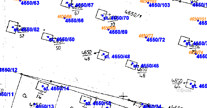Parcela st. 4650/48 v KÚ Poděbrady, Katastrální mapa