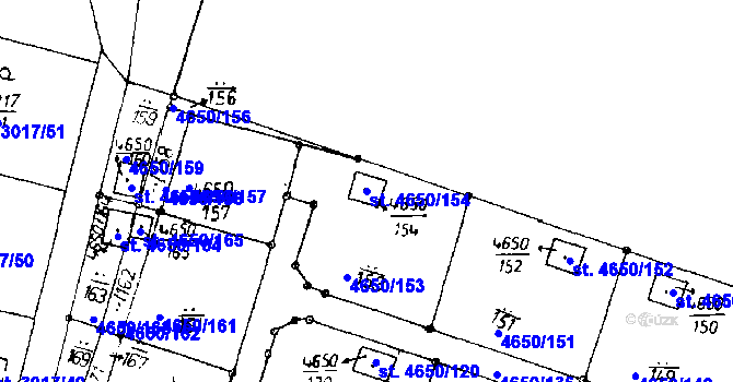 Parcela st. 4650/154 v KÚ Poděbrady, Katastrální mapa