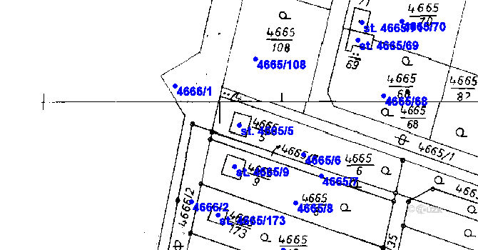 Parcela st. 4665/5 v KÚ Poděbrady, Katastrální mapa