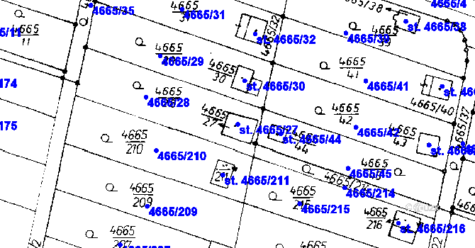 Parcela st. 4665/27 v KÚ Poděbrady, Katastrální mapa