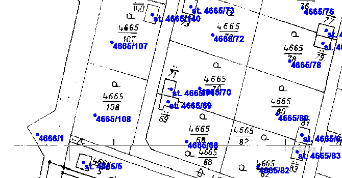 Parcela st. 4665/71 v KÚ Poděbrady, Katastrální mapa
