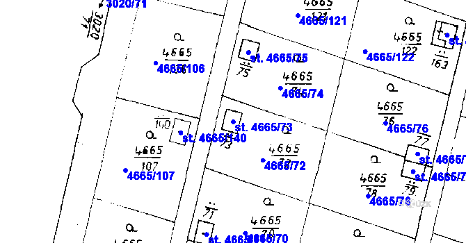 Parcela st. 4665/73 v KÚ Poděbrady, Katastrální mapa