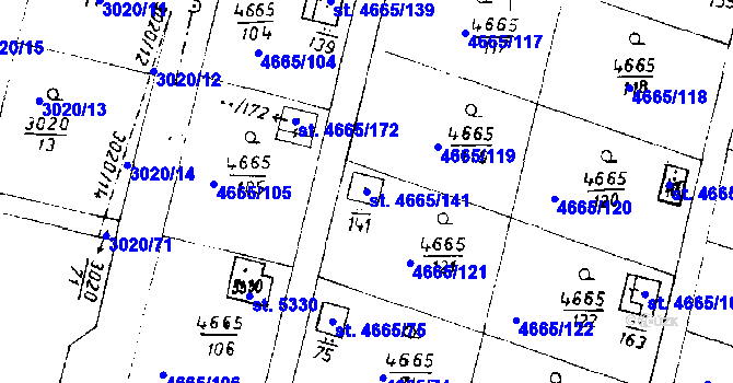 Parcela st. 4665/141 v KÚ Poděbrady, Katastrální mapa