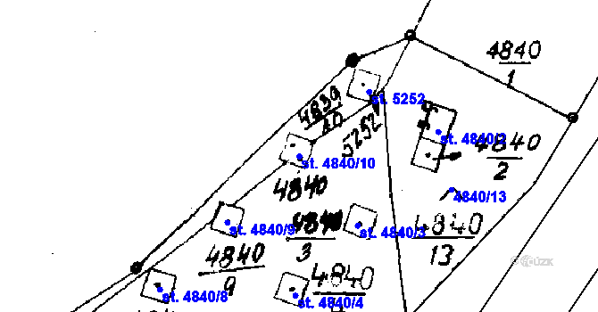 Parcela st. 4840/10 v KÚ Poděbrady, Katastrální mapa
