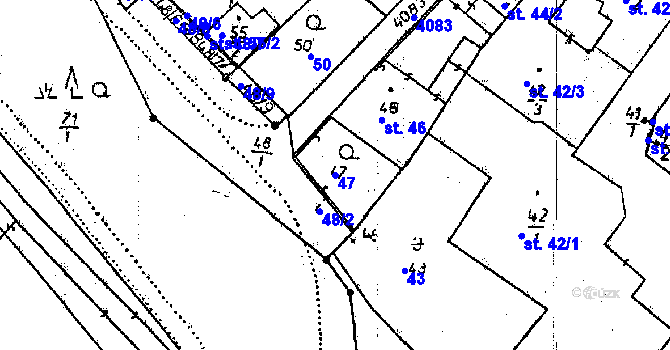 Parcela st. 47 v KÚ Poděbrady, Katastrální mapa