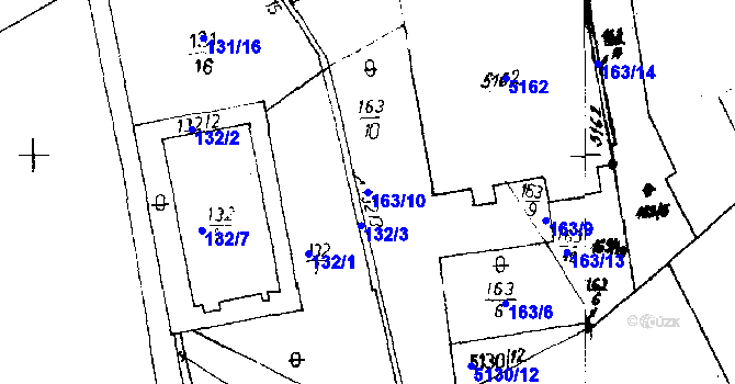 Parcela st. 163/10 v KÚ Poděbrady, Katastrální mapa
