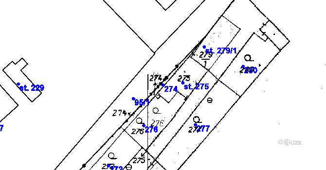 Parcela st. 274 v KÚ Poděbrady, Katastrální mapa