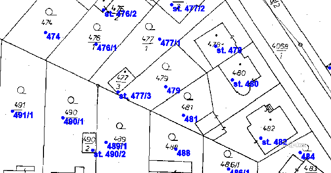 Parcela st. 479 v KÚ Poděbrady, Katastrální mapa