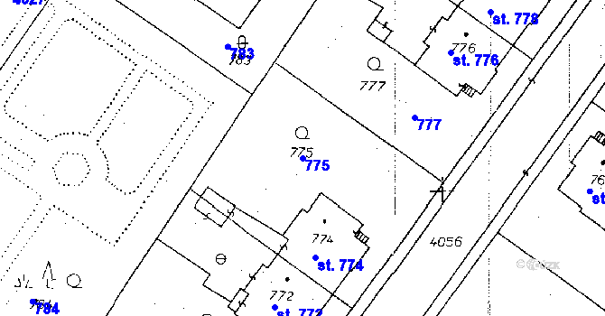 Parcela st. 775 v KÚ Poděbrady, Katastrální mapa