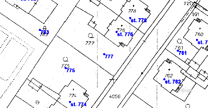 Parcela st. 777 v KÚ Poděbrady, Katastrální mapa