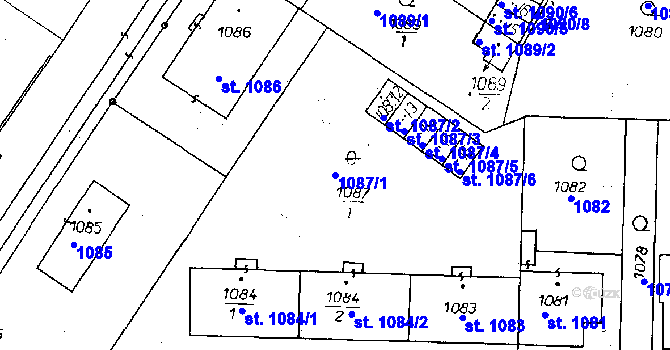 Parcela st. 1087/1 v KÚ Poděbrady, Katastrální mapa