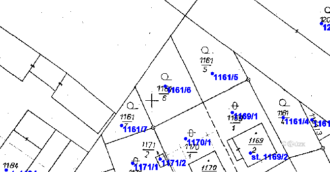 Parcela st. 1161/6 v KÚ Poděbrady, Katastrální mapa